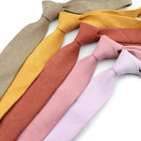 ZONFAZ Men's Cotton Solid Color Tie Soft Downy Suede Colorful Neckties