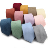 ZONFAZ Men's Cotton Solid Color Tie Soft Downy Suede Colorful Neckties