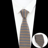 ZONFAZ Men's Knitted Solid Color Striped Ties