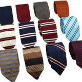 ZONFAZ Men's Knitted Solid Color Striped Ties