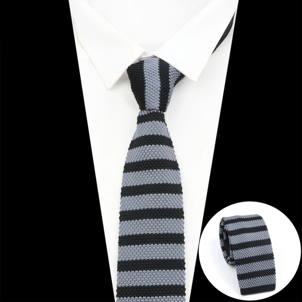 ZONFAZ Men's Knitted Striped Neckties Casual Skinny Knit Ties