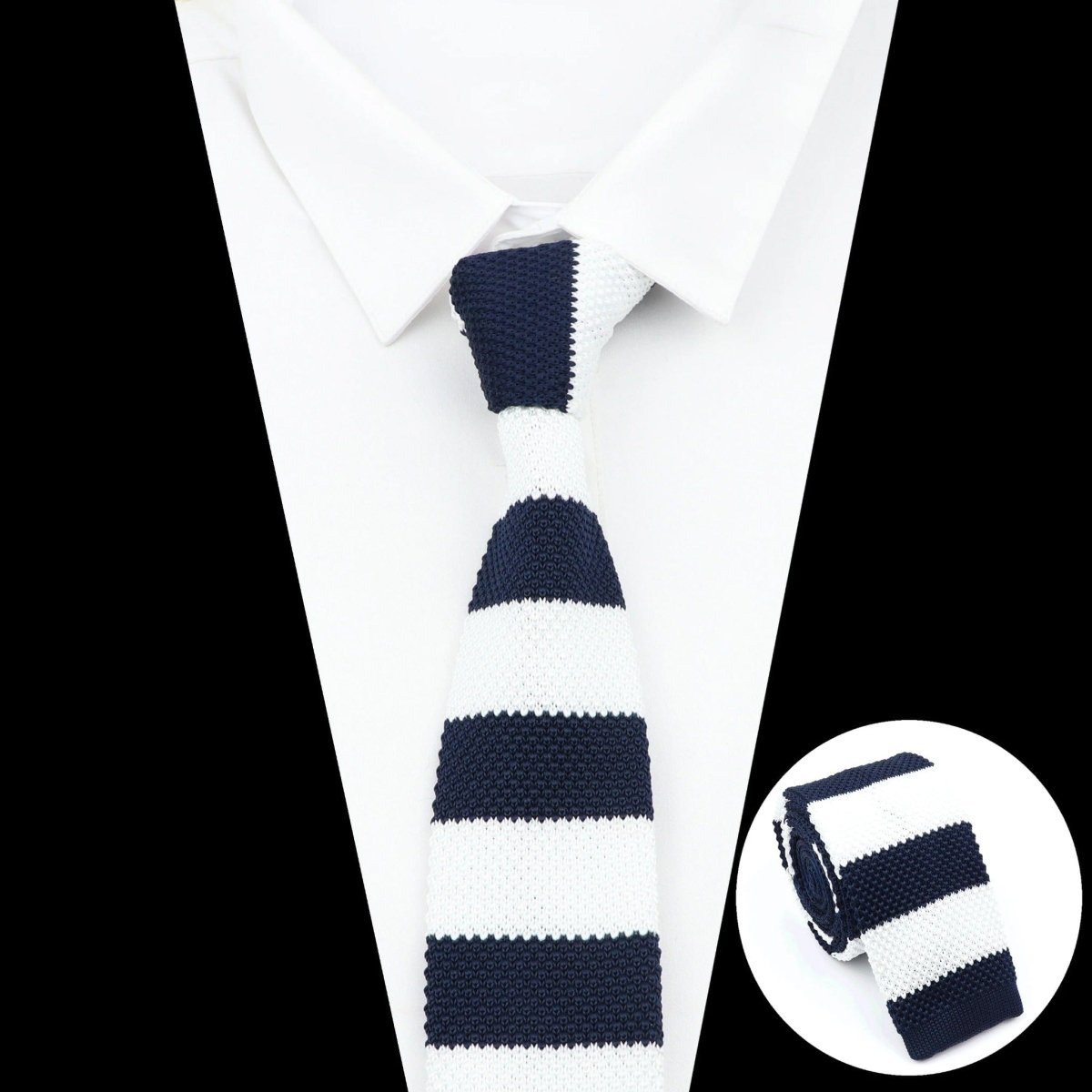 ZONFAZ Men's Knitted Ties Striped Slim Knit Necktie