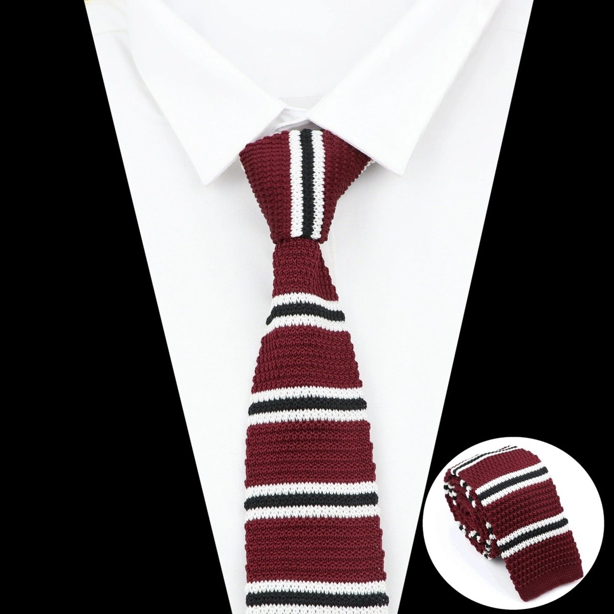 ZONFAZ Men's Knitted Ties Striped Slim Knit Necktie