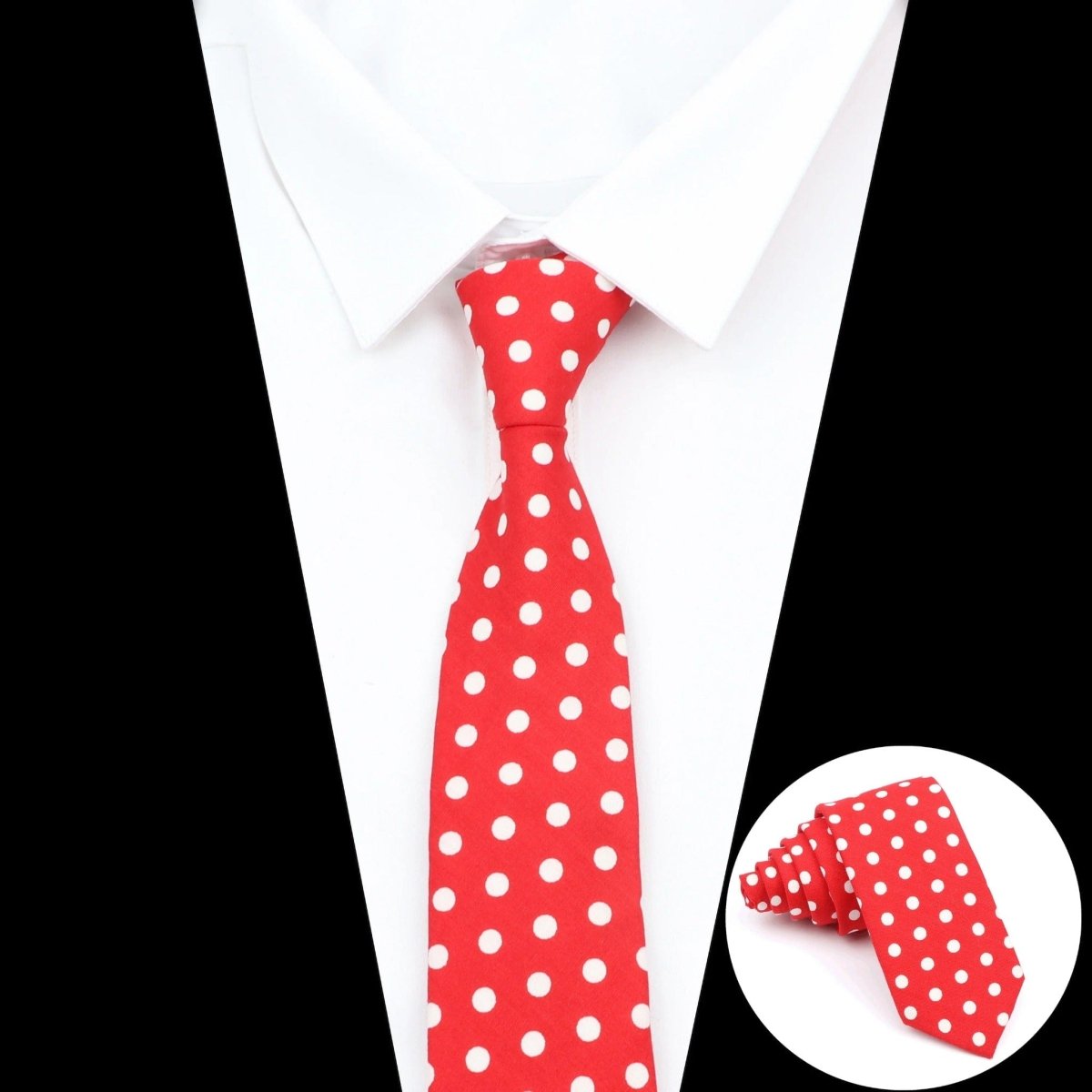 ZONFAZ Men's Polka Dot Ties Skinny Cotton Necktie