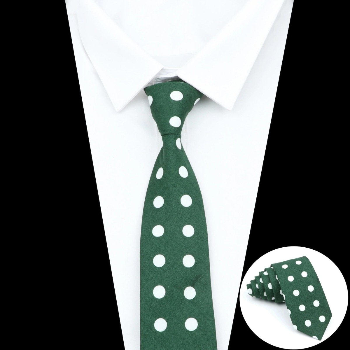 ZONFAZ Men's Polka Dot Ties Skinny Cotton Necktie