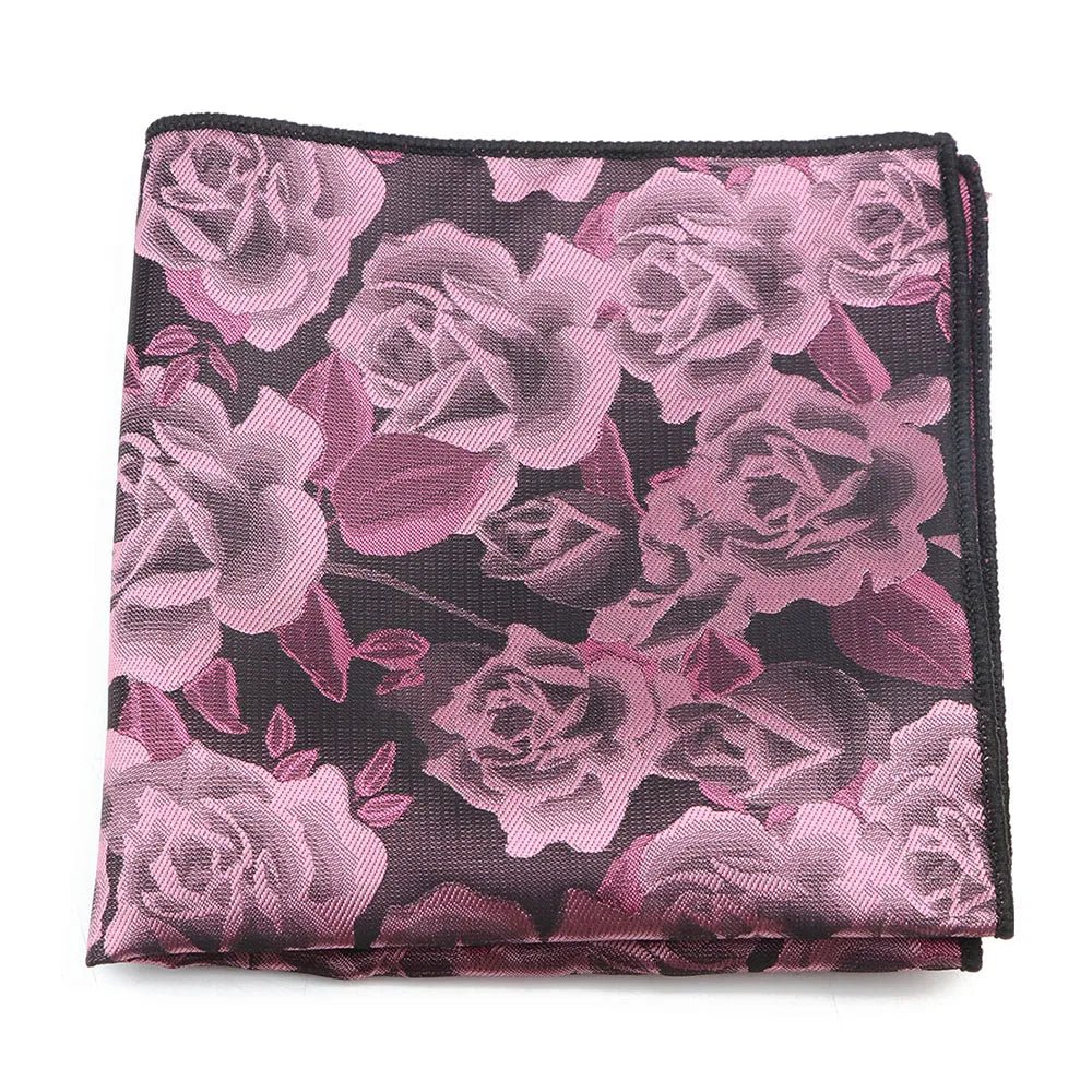 ZONFAZ Men's Polyester Hankerchief Retro Floral Striped Pocket Square For Wedding Party