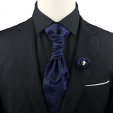 ZONFAZ Men's Premium Paisley Ascot Brooch Set Luxury Classic Suit Tuxedo Tie Set