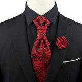 ZONFAZ Men's Premium Paisley Ascot Brooch Set Luxury Classic Suit Tuxedo Tie Set