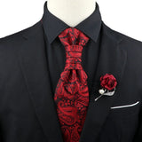 ZONFAZ Men's Premium Paisley Ascot Brooch Set Luxury Classic Suit Tuxedo Tie Set