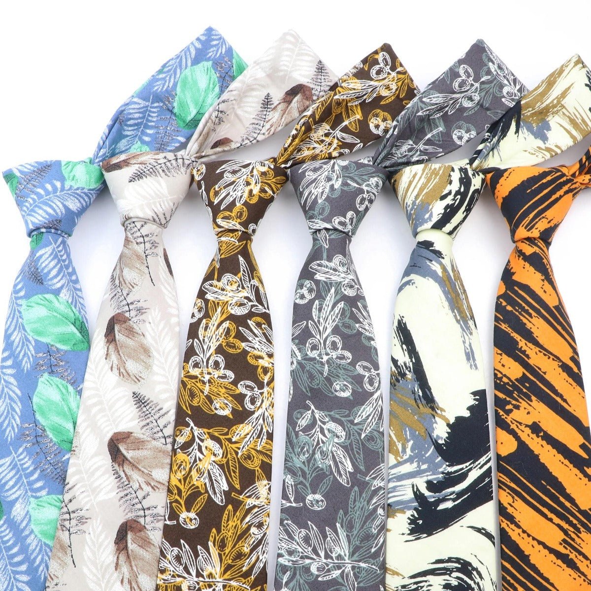 ZONFAZ Men's Skinny Cotton Floral Ties