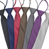 ZONFAZ Mens Skinny Zipper Lazy Ties Solid Color Slim Necktie