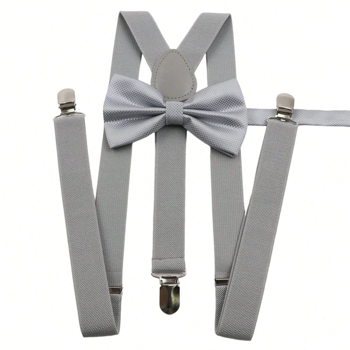 ZONFAZ Men's Solid Adjustable Suspender Bow Tie Set