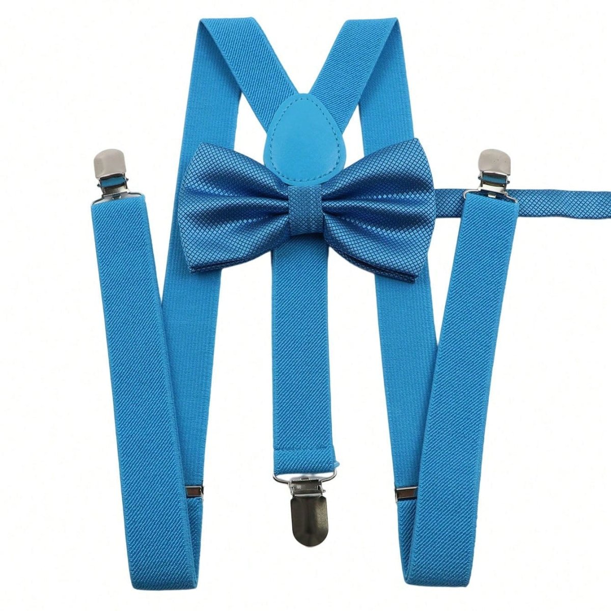 ZONFAZ Men's Solid Adjustable Suspender Bow Tie Set