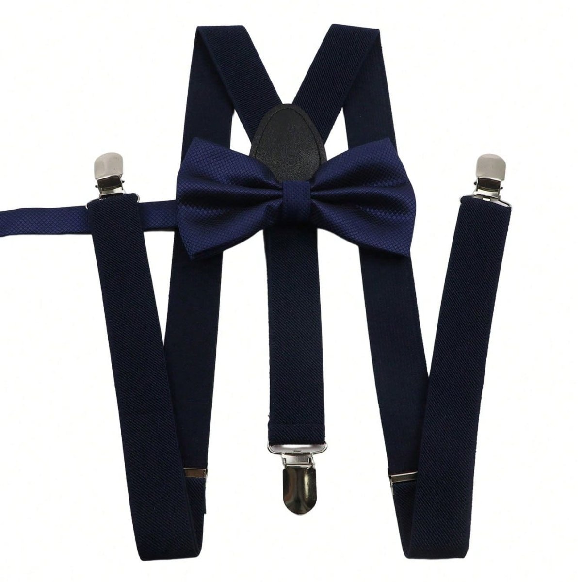 ZONFAZ Men's Solid Adjustable Suspender Bow Tie Set