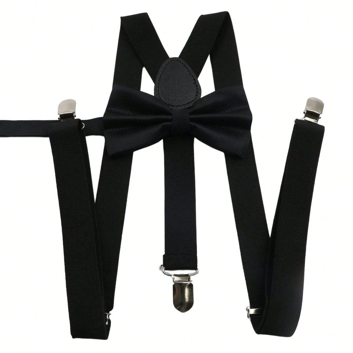 ZONFAZ Men's Solid Adjustable Suspender Bow Tie Set