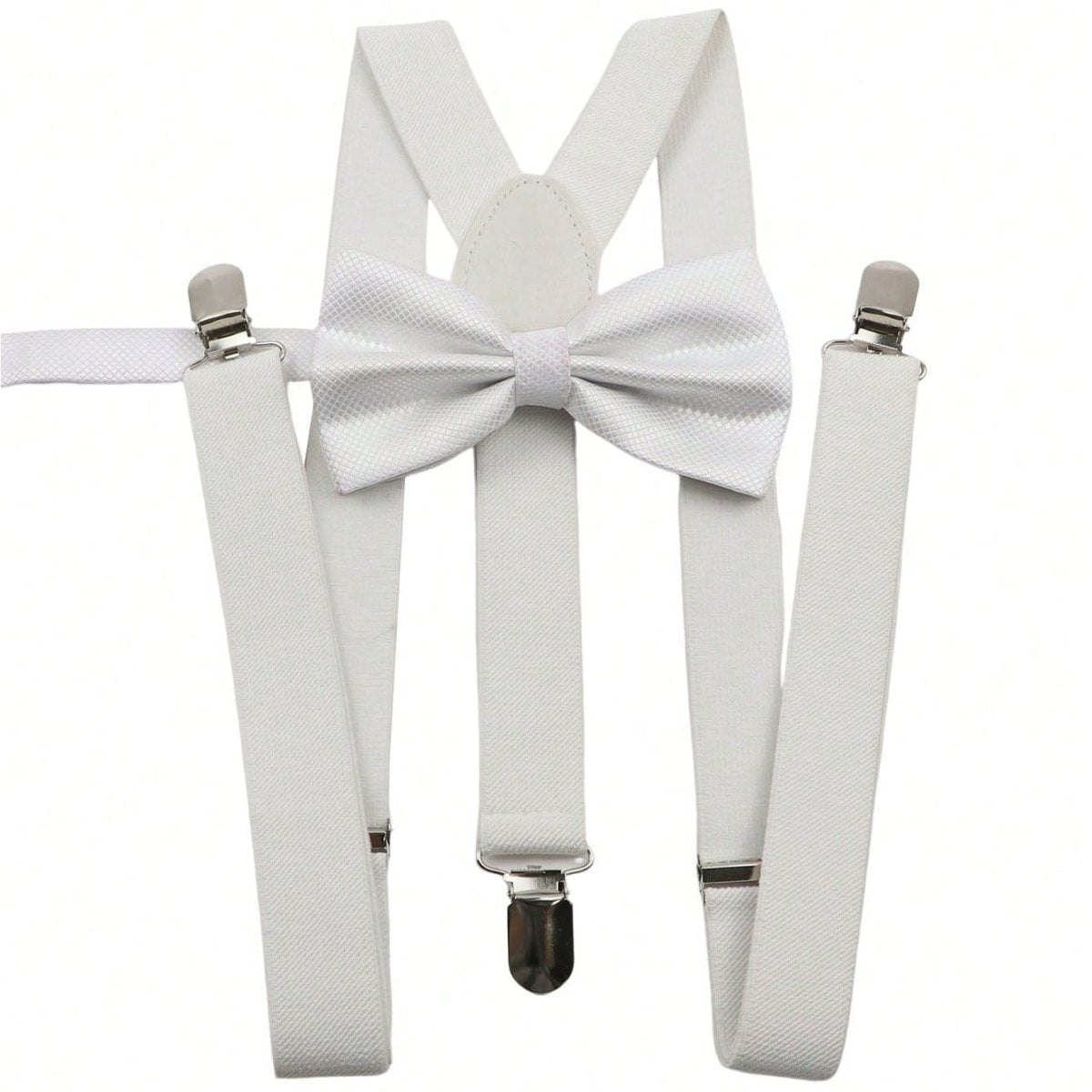 ZONFAZ Men's Solid Adjustable Suspender Bow Tie Set