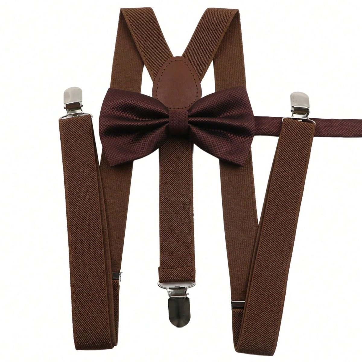 ZONFAZ Men's Solid Adjustable Suspender Bow Tie Set