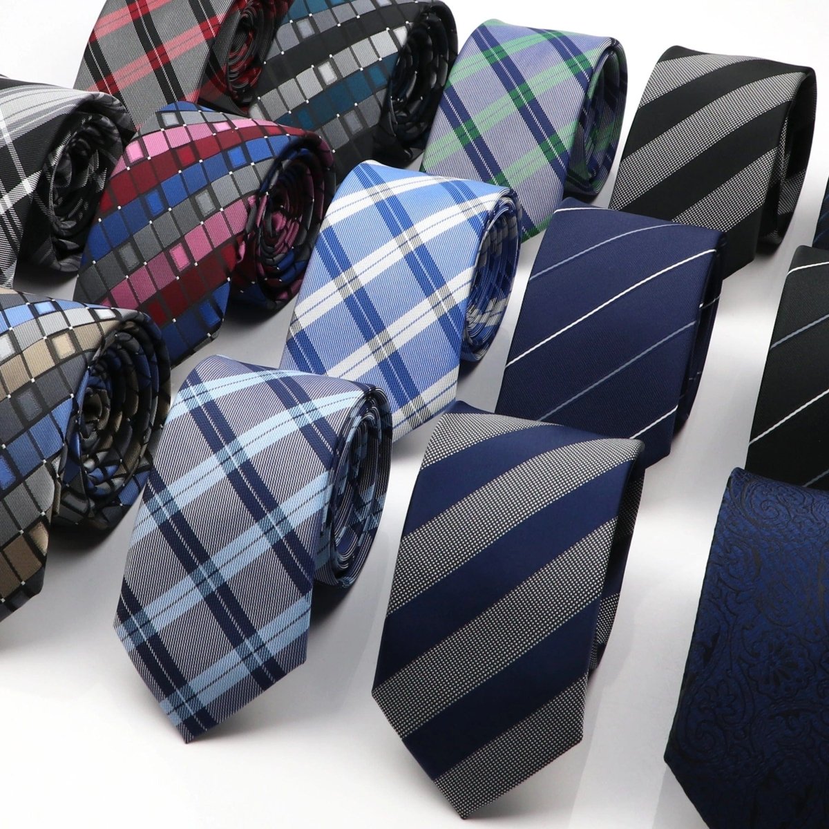 ZONFAZ Men's Striped Skinny Silk Ties 6cm Width