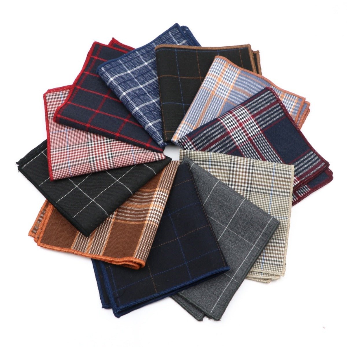 ZONFAZ Men's Wool Handkerchiefs Classical Formal Hankies Striped Plaid Wedding Business Pocket Square