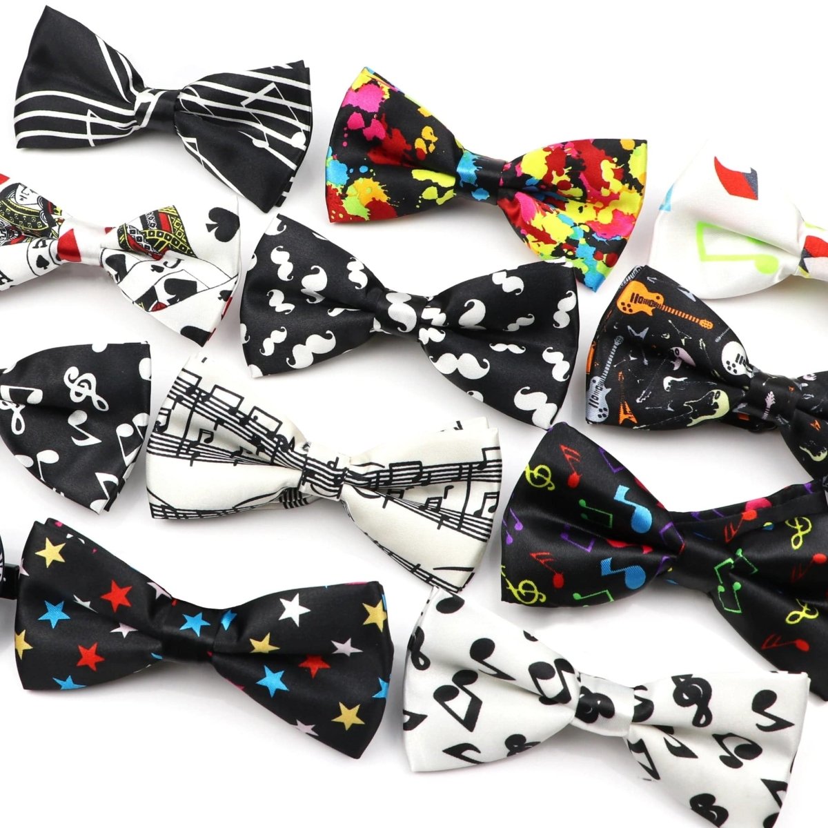 ZONFAZ Music Silk Bow Ties for Men Boy Piano Stave Guitar Pattern Bowtie