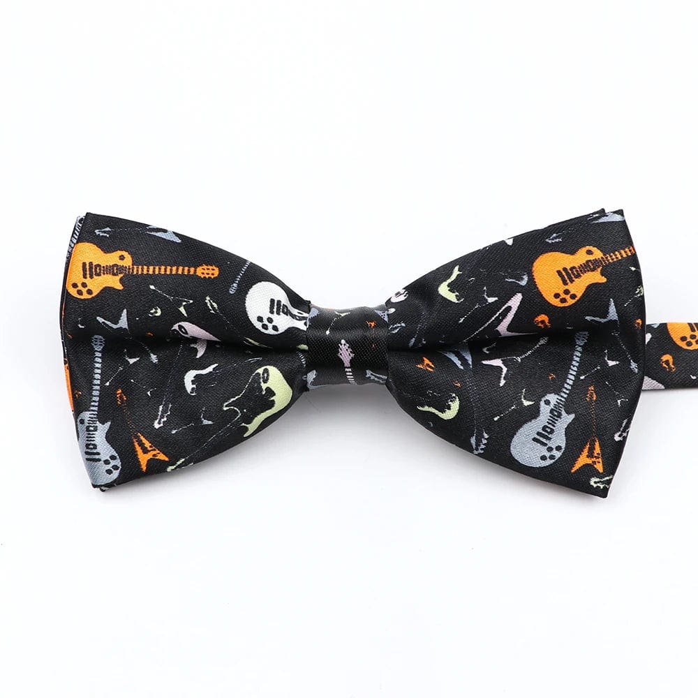 ZONFAZ Music Silk Bow Ties for Men Boy Piano Stave Guitar Pattern Bowtie