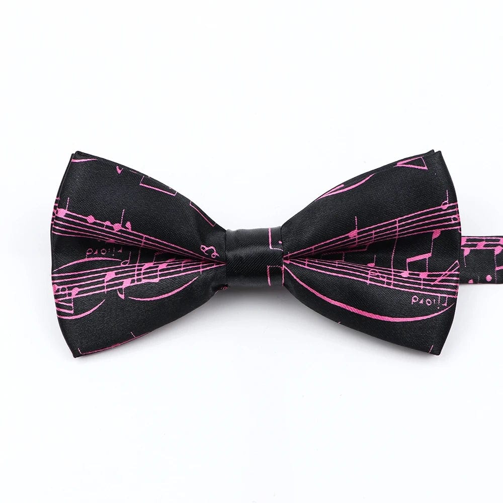 ZONFAZ Music Silk Bow Ties for Men Boy Piano Stave Guitar Pattern Bowtie