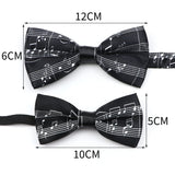 ZONFAZ Music Silk Bow Ties for Men Boy Piano Stave Guitar Pattern Bowtie