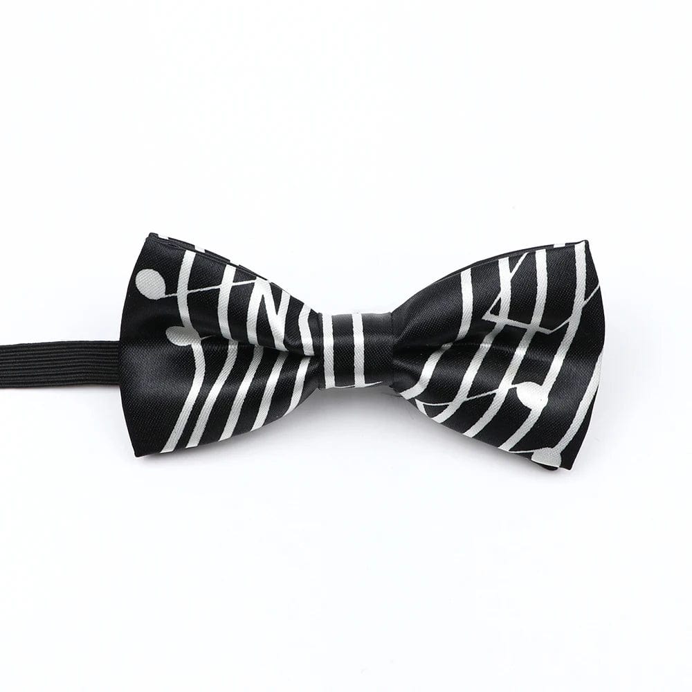 ZONFAZ Music Silk Bow Ties for Men Boy Piano Stave Guitar Pattern Bowtie