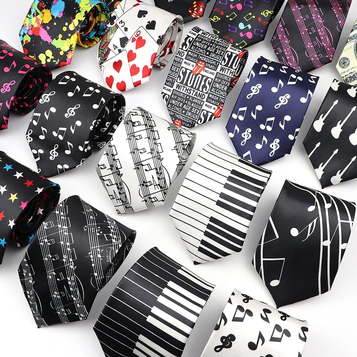 ZONFAZ Music Silk Ties 8cm Novelty Design Muscial Notes Guitar Piano Necktie