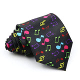 ZONFAZ Music Silk Ties 8cm Novelty Design Muscial Notes Guitar Piano Necktie