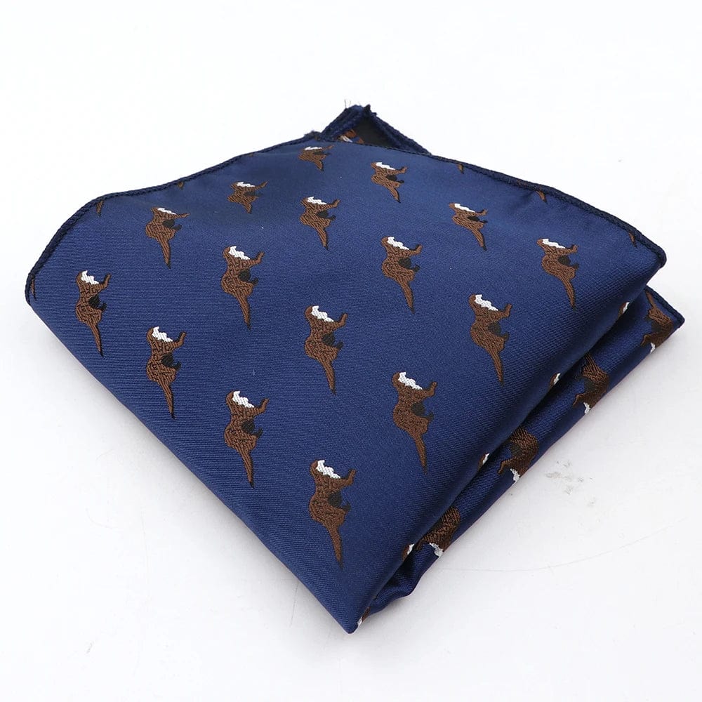 ZONFAZ Navy Blue Classic Cartoon Animals Silk Handkerchief