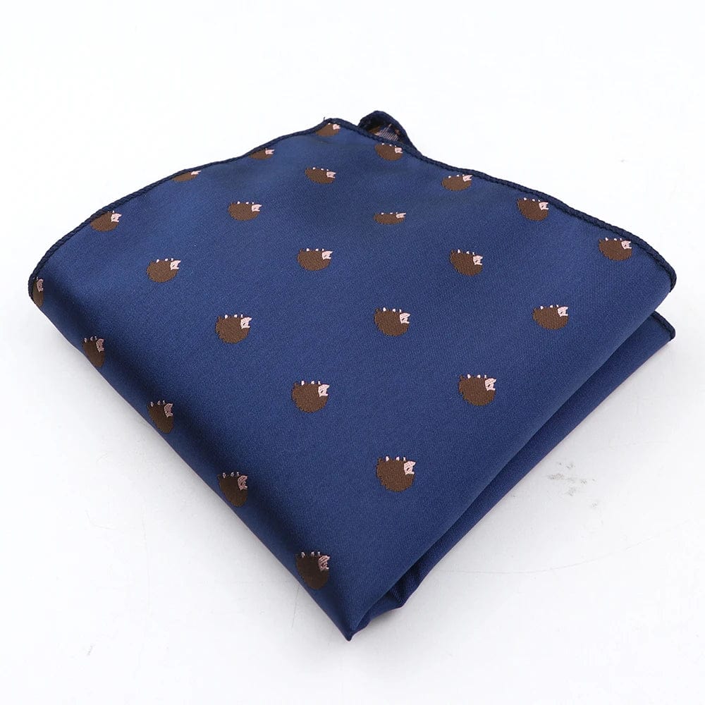 ZONFAZ Navy Blue Classic Cartoon Animals Silk Handkerchief