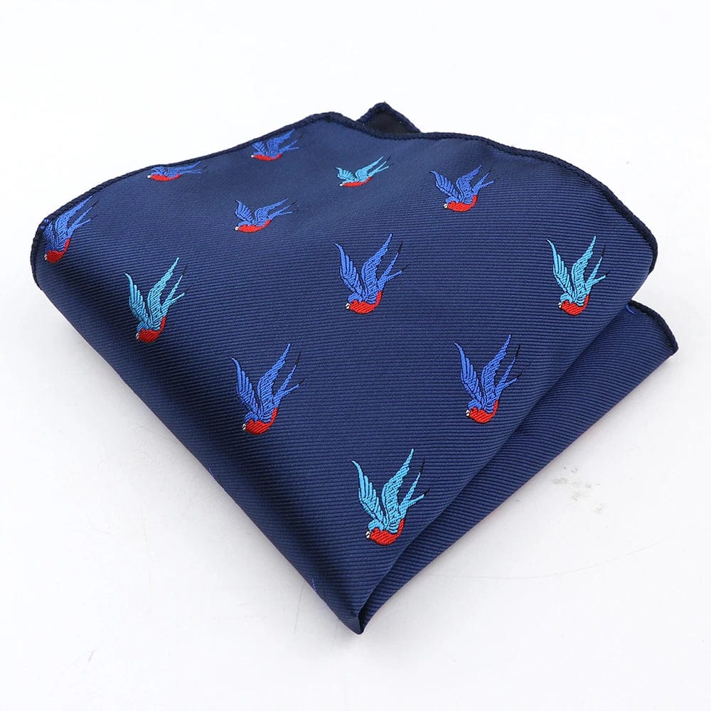 ZONFAZ Navy Blue Classic Cartoon Animals Silk Handkerchief