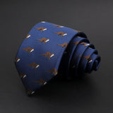 ZONFAZ Navy Blue Classic Cartoon Animals Silk Ties