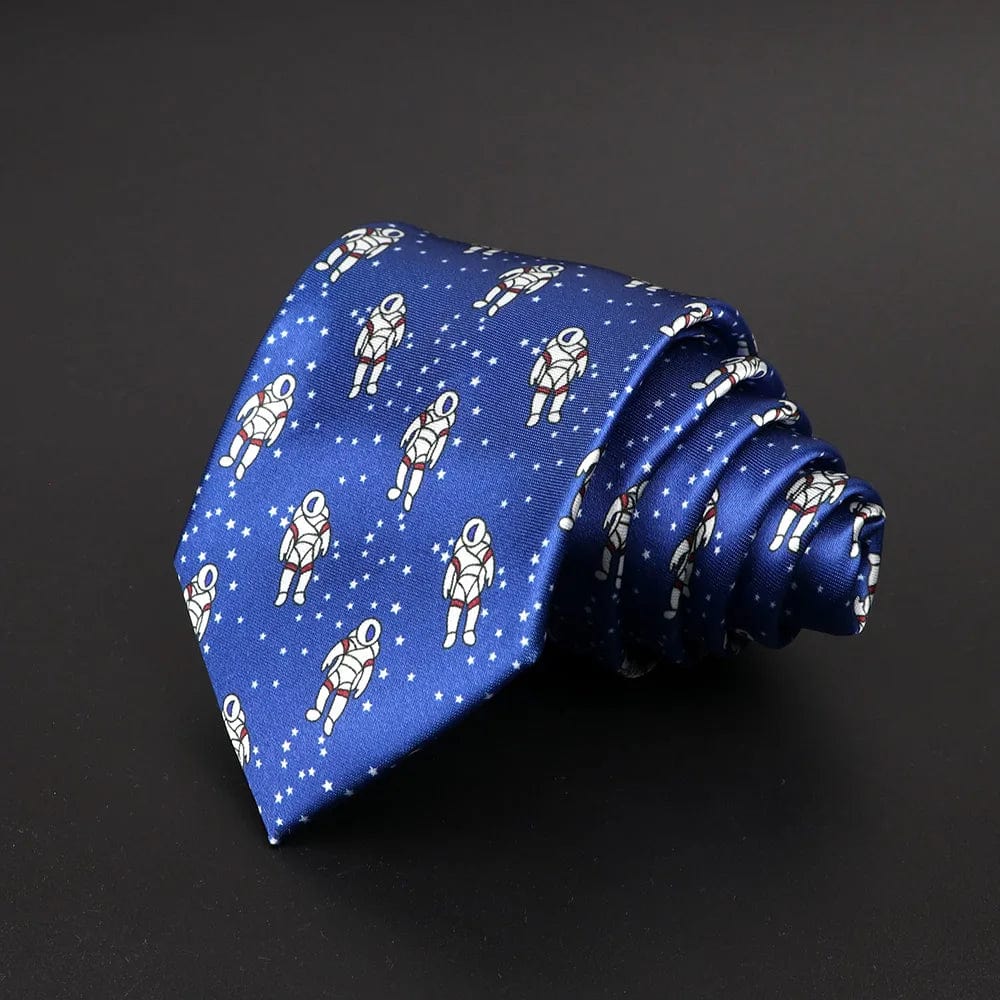 ZONFAZ Navy Blue Classic Cartoon Animals Silk Ties