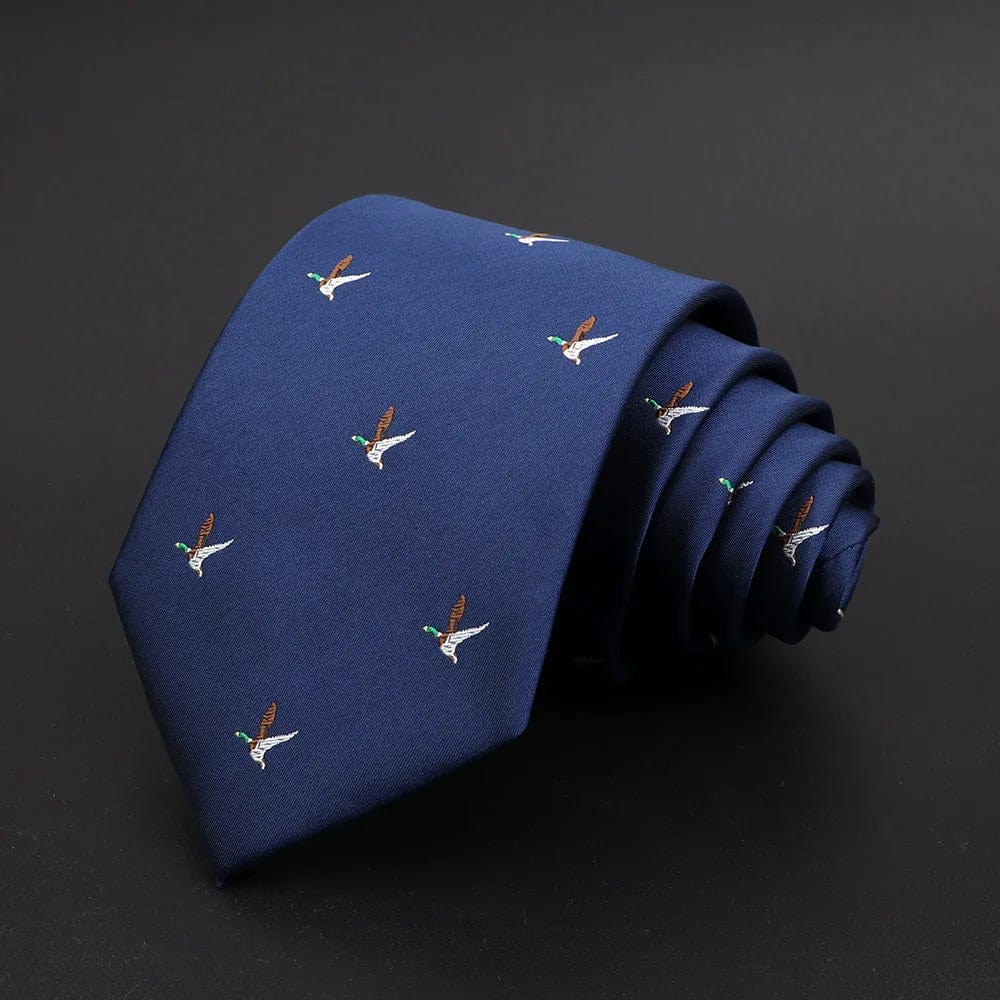 ZONFAZ Navy Blue Classic Cartoon Animals Silk Ties