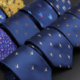 ZONFAZ Navy Blue Classic Cartoon Animals Silk Ties