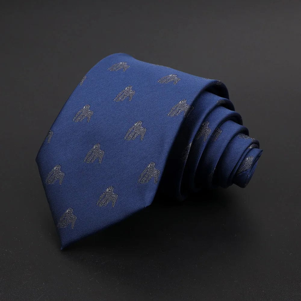 ZONFAZ Navy Blue Classic Cartoon Animals Silk Ties