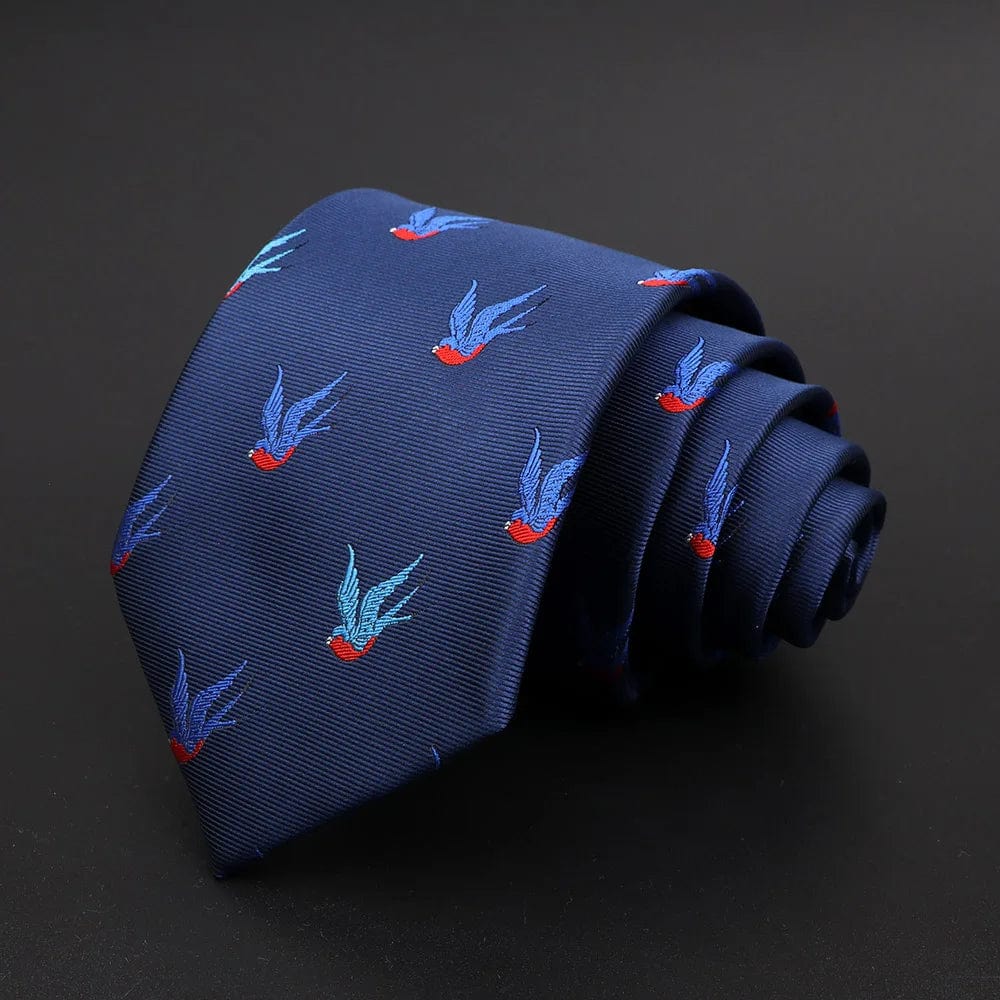 ZONFAZ Navy Blue Classic Cartoon Animals Silk Ties