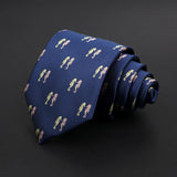 ZONFAZ Navy Blue Classic Cartoon Animals Silk Ties