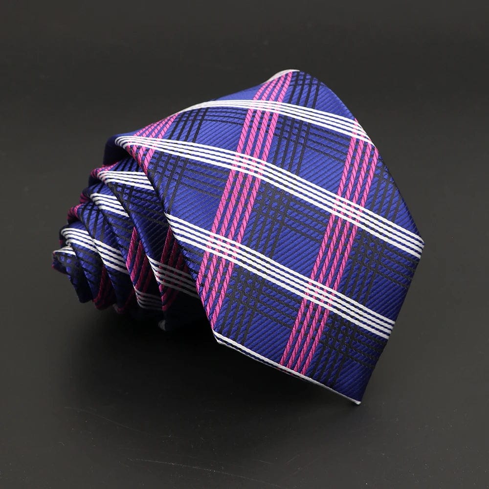 ZONFAZ New Men's Classic Plaid Striped Silk Ties