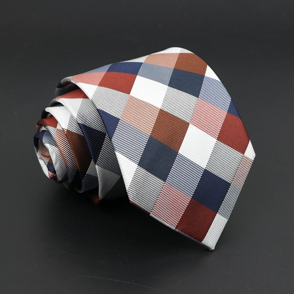 ZONFAZ New Men's Classic Plaid Striped Silk Ties