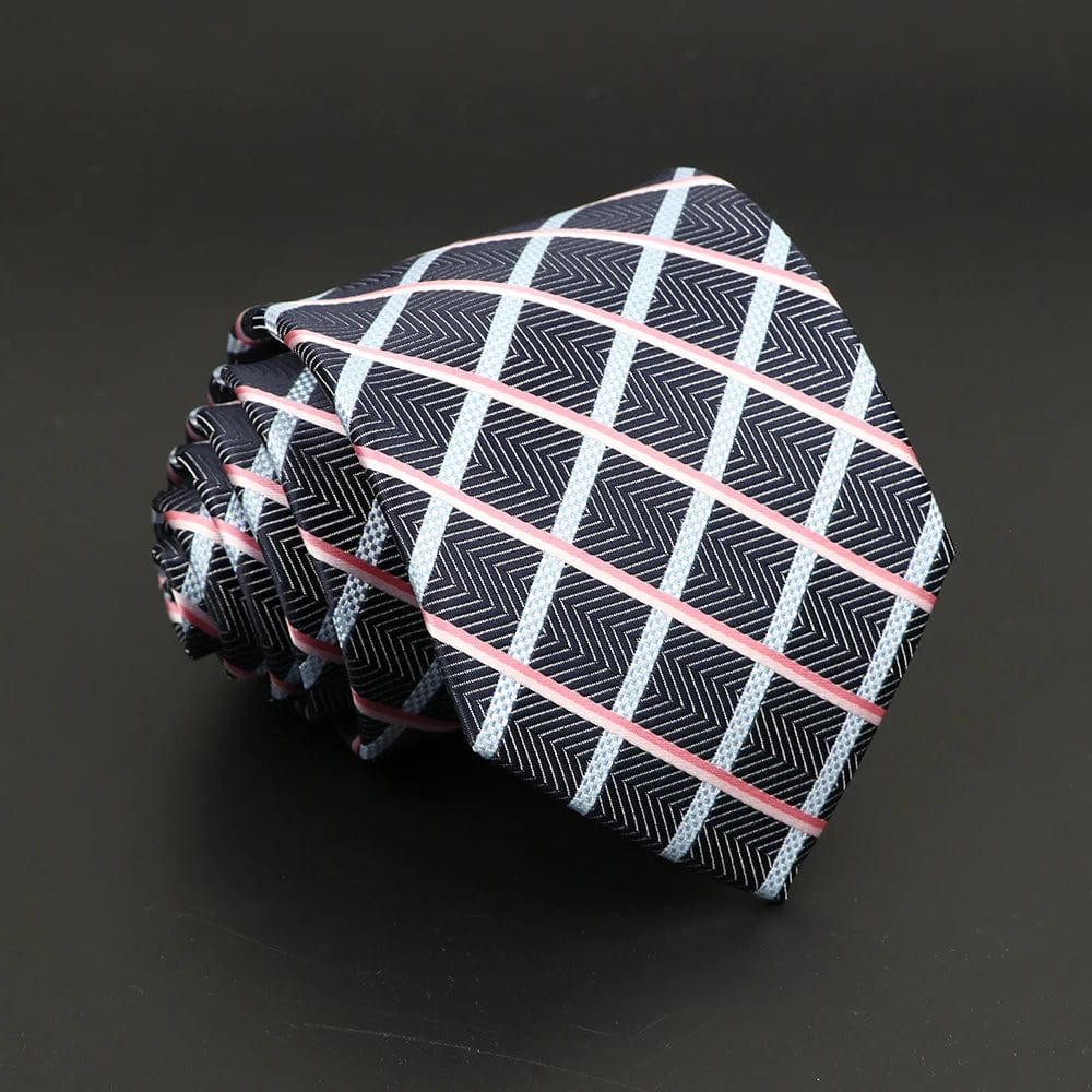 ZONFAZ New Men's Classic Plaid Striped Silk Ties