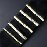 ZONFAZ Golden Tie Clips Men's Metal Necktie Bar Classical Crystal Dress Shirts Tie Pin For Wedding Ceremony