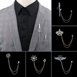 ZONFAZ Novelty Brooches for Men Suit Tassel Chain Lapel Pin Suit Shirt Collar Brooch Badge Retro Pins