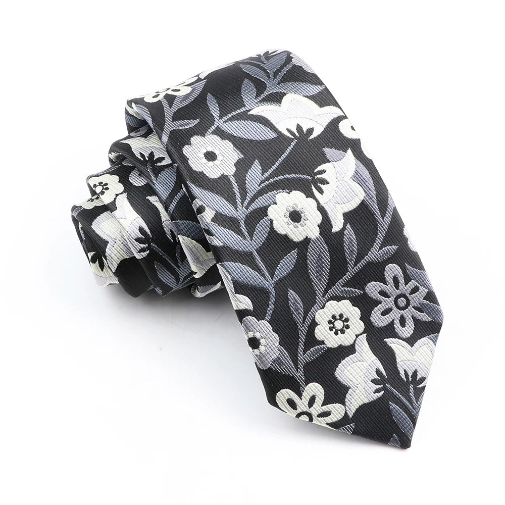 ZONFAZ Novelty Fashion Silk Necktie For Men 7cm Skinny Floral Wedding Tie