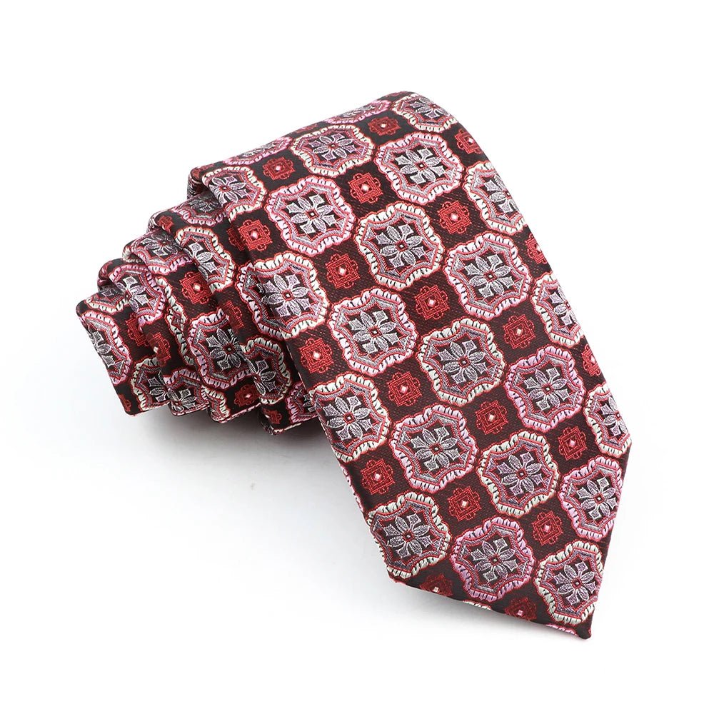 ZONFAZ Novelty Fashion Silk Necktie For Men 7cm Skinny Floral Wedding Tie