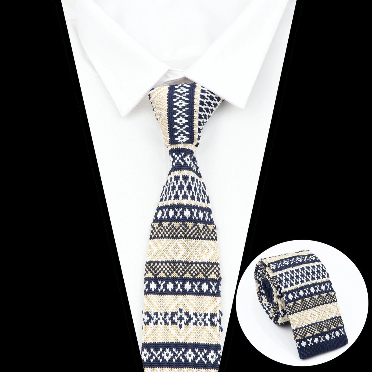 ZONFAZ Novelty Knitted Ties for Men Warm Woven Skinny Necktie