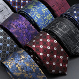 ZONFAZ Novelty Silk Ties Men's Fashion Plaid Flower Printed Skinny Floral Necktie