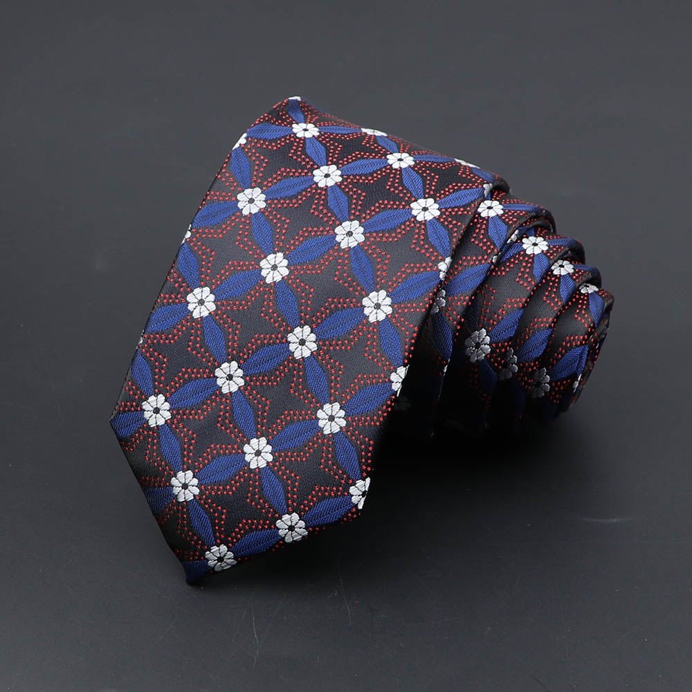 ZONFAZ Novelty Silk Ties Men's Fashion Plaid Flower Printed Skinny Floral Necktie